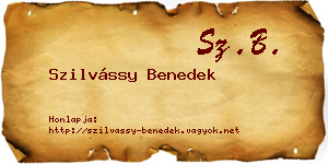 Szilvássy Benedek névjegykártya